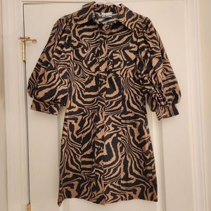 Ganni Tiger Print Cotton Dress